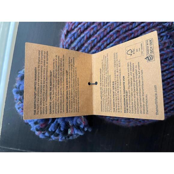 NWT The North Face Fleece Lined Kids Youth Winter Pom Knit Hat Beanie Cozy Panda - Picture 4 of 5